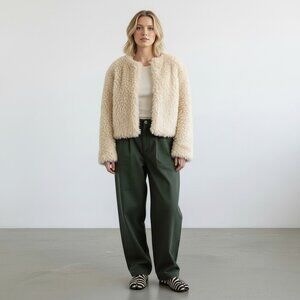 Free People Cya Later Skate Pleat Trouser Pants Forest Dark Green Size 8 NWOT